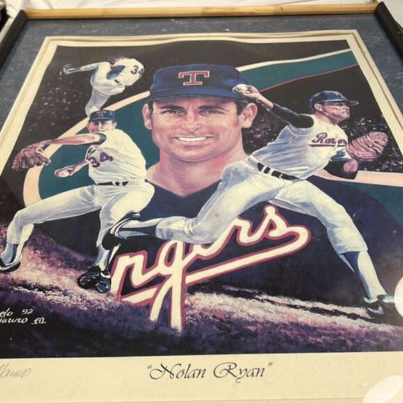 Nolan‎ Ryan Autographed signed Texas Rangers 1992 Angelo Marino framed poster - Picture 13 of 14